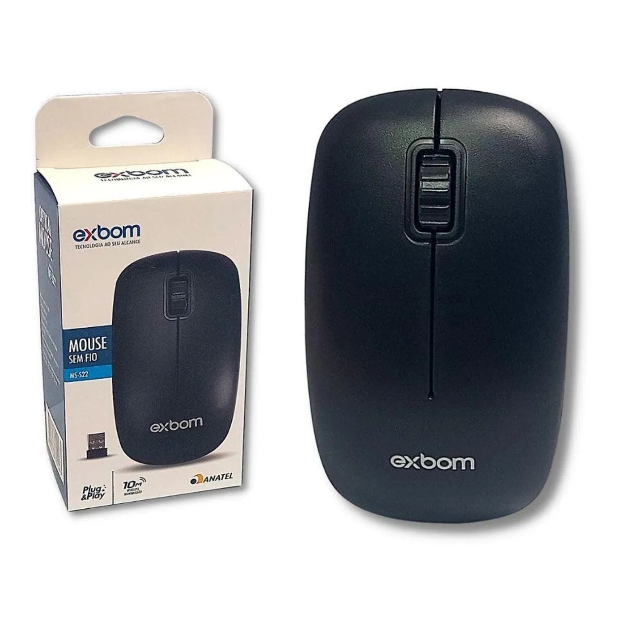 Mouse Sem Fio Exbom Preto a Pilhas