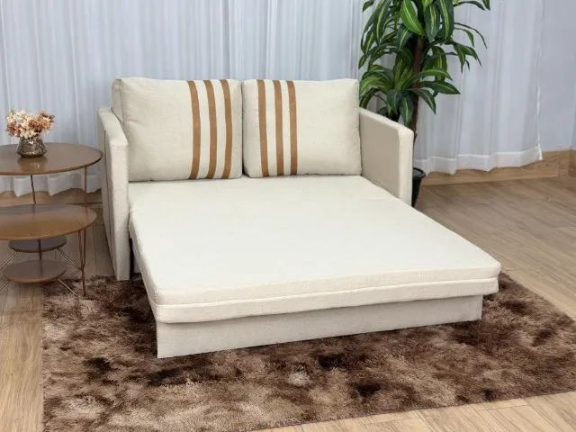 Sofá Cama Dominic 1,40 m Linho  Novo - Pronta Entrega - Foto 4