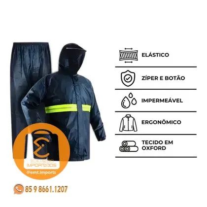 Capa de Chuva para Motoqueiro com Faixa Refletiva e Capuz CB-620 - Foto 2