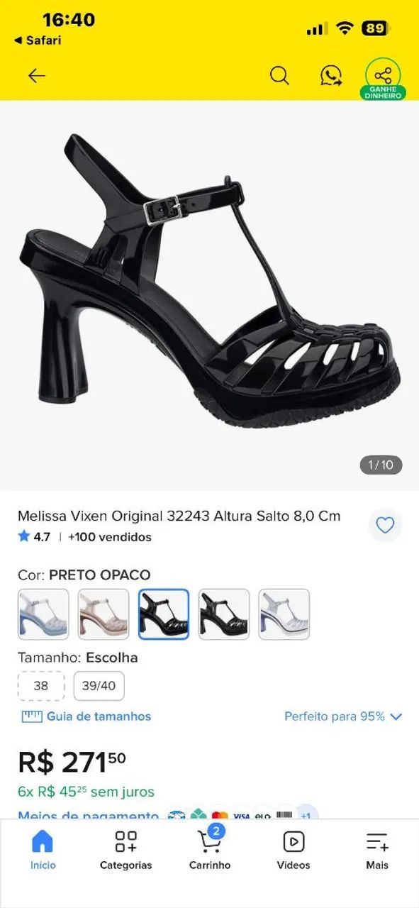 Sandália Melissa Vixen Original Preta