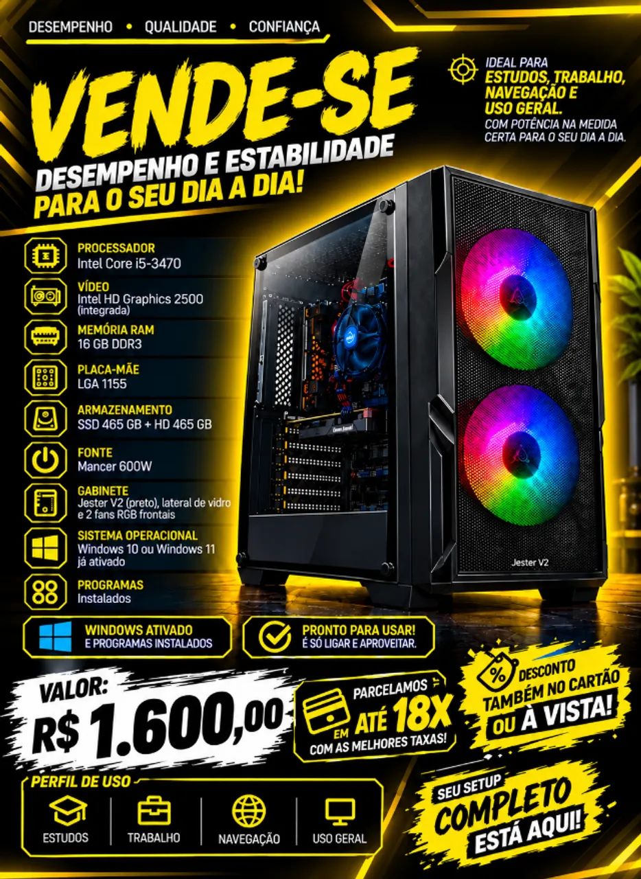 PC CUSTO BENEFÍCIO - NEGOCIÁVEL