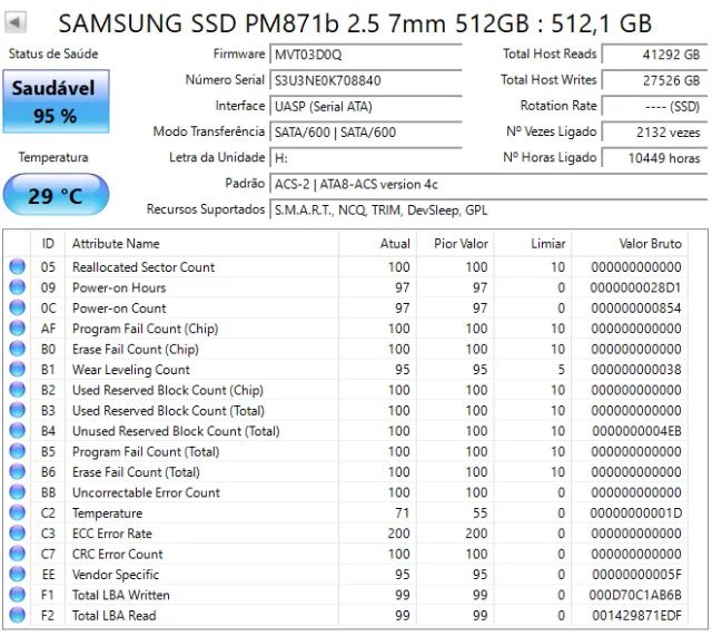SSD Samsung PM871b 512GB - Foto 3