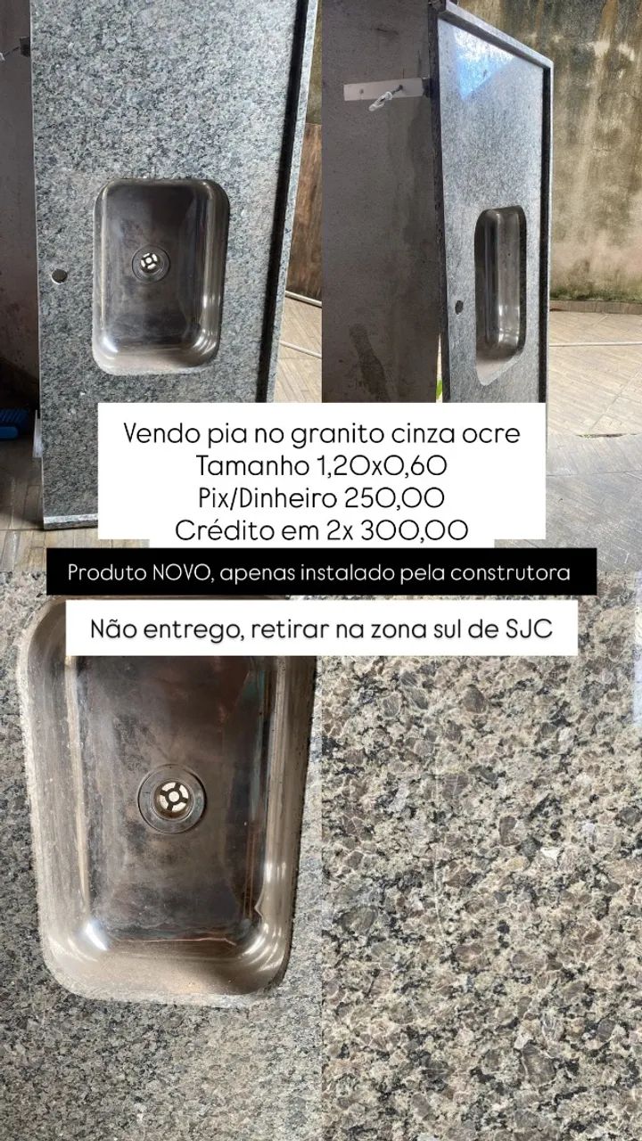 Pia granito cinza ocre 