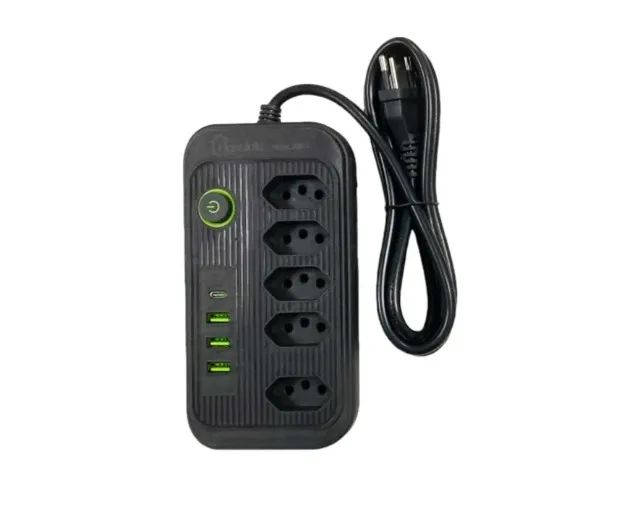 EXTENSÃO 5 TOMADAS E 3 USB 1 TIPO C D-SY02
