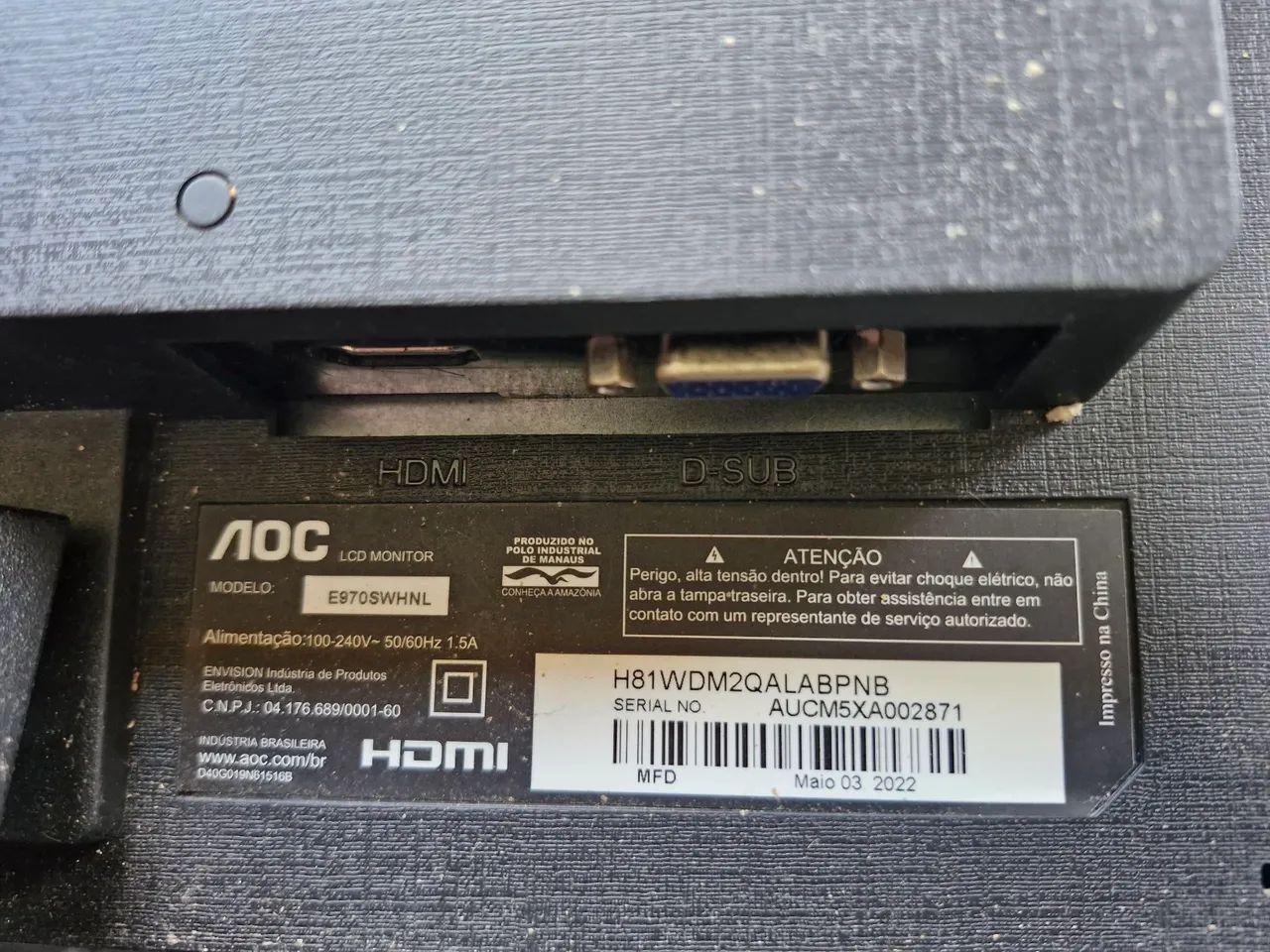 Monitor AOC 19? HDMI e VGA - Modelo E970SWHNL (APENAS RETIRADA) - Foto 2
