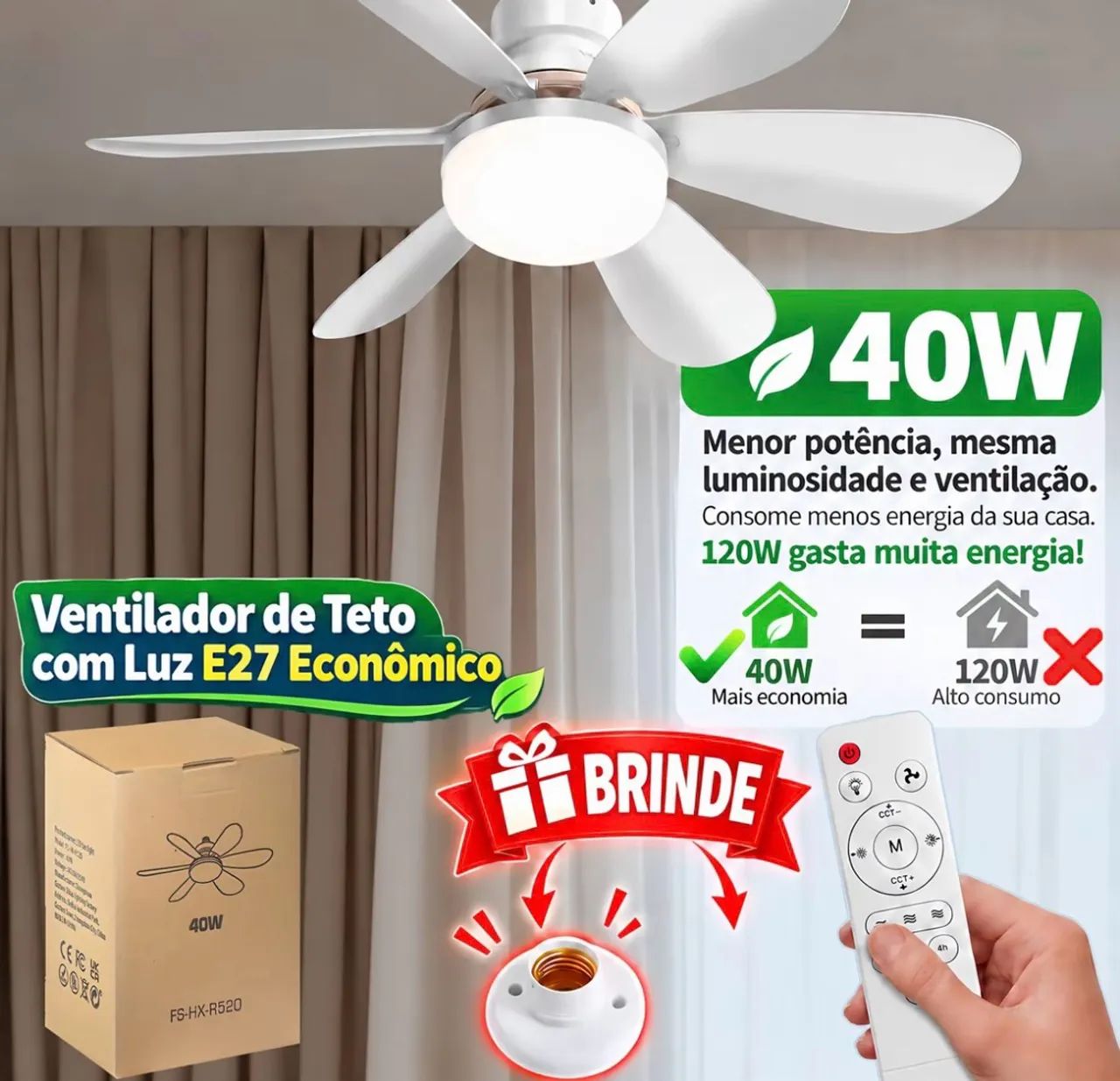 Ventilador de teto  - Foto 3