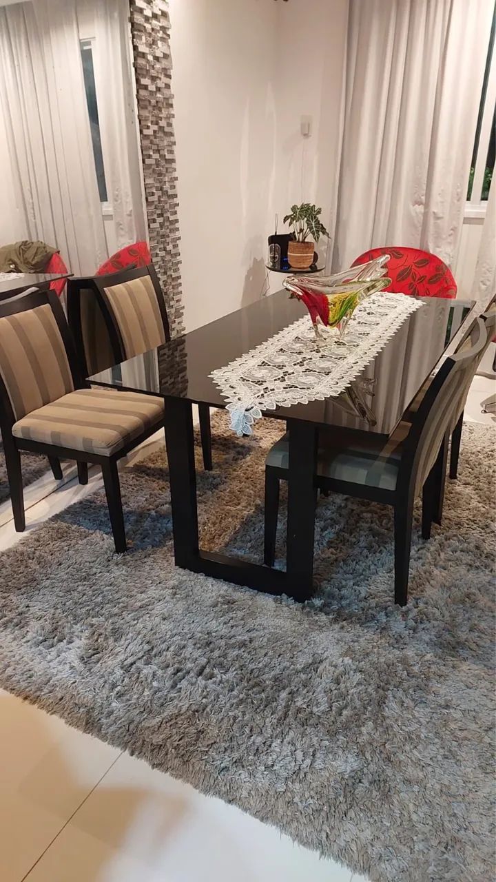 Mesa de Jantar com 4 Cadeiras - Tampo de Vidro Temperado - Foto 4