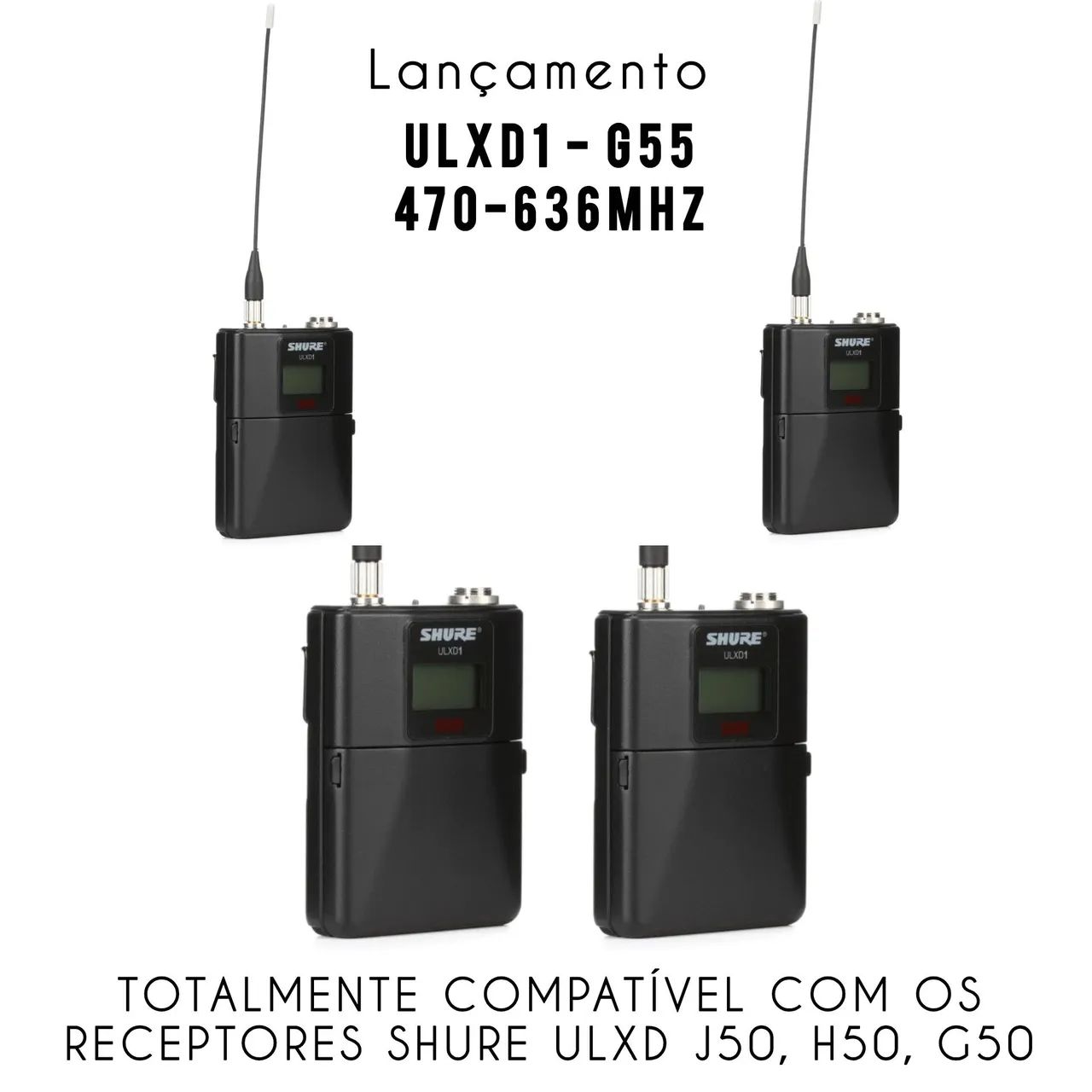 Kit 4 Bodypack ULXD1 G55 470-636MHz LANÇAMENTO SHURE Original Profissional ( Microfone ) 1