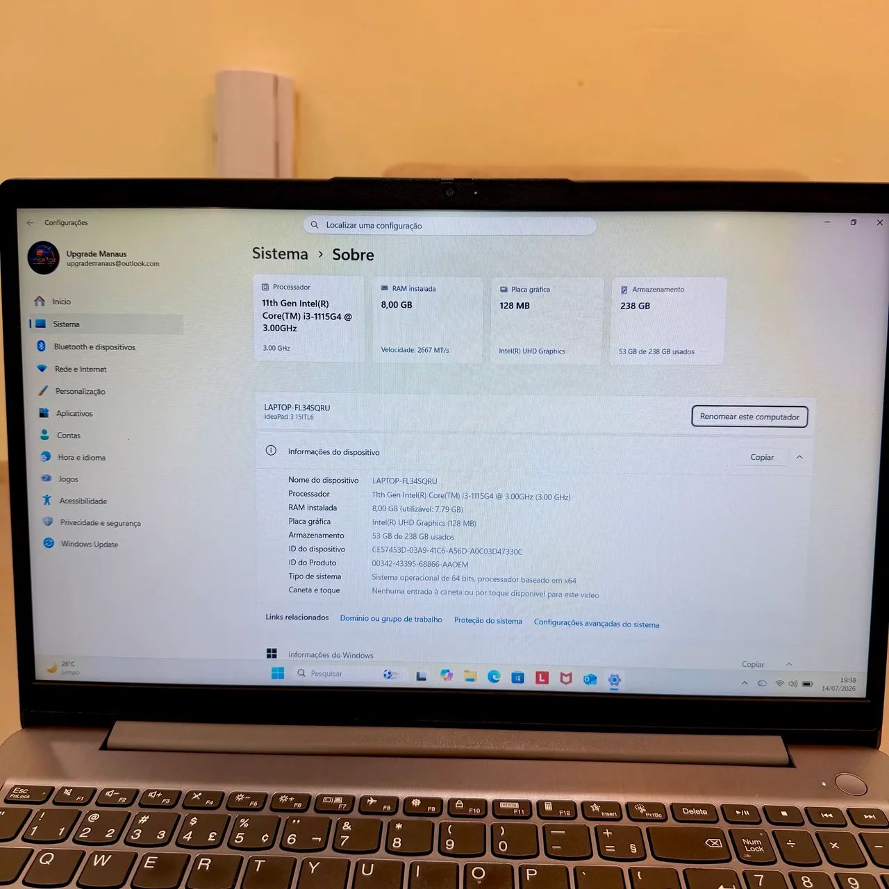 Notebook Lenovo i3 de 11 geração  - Foto 3