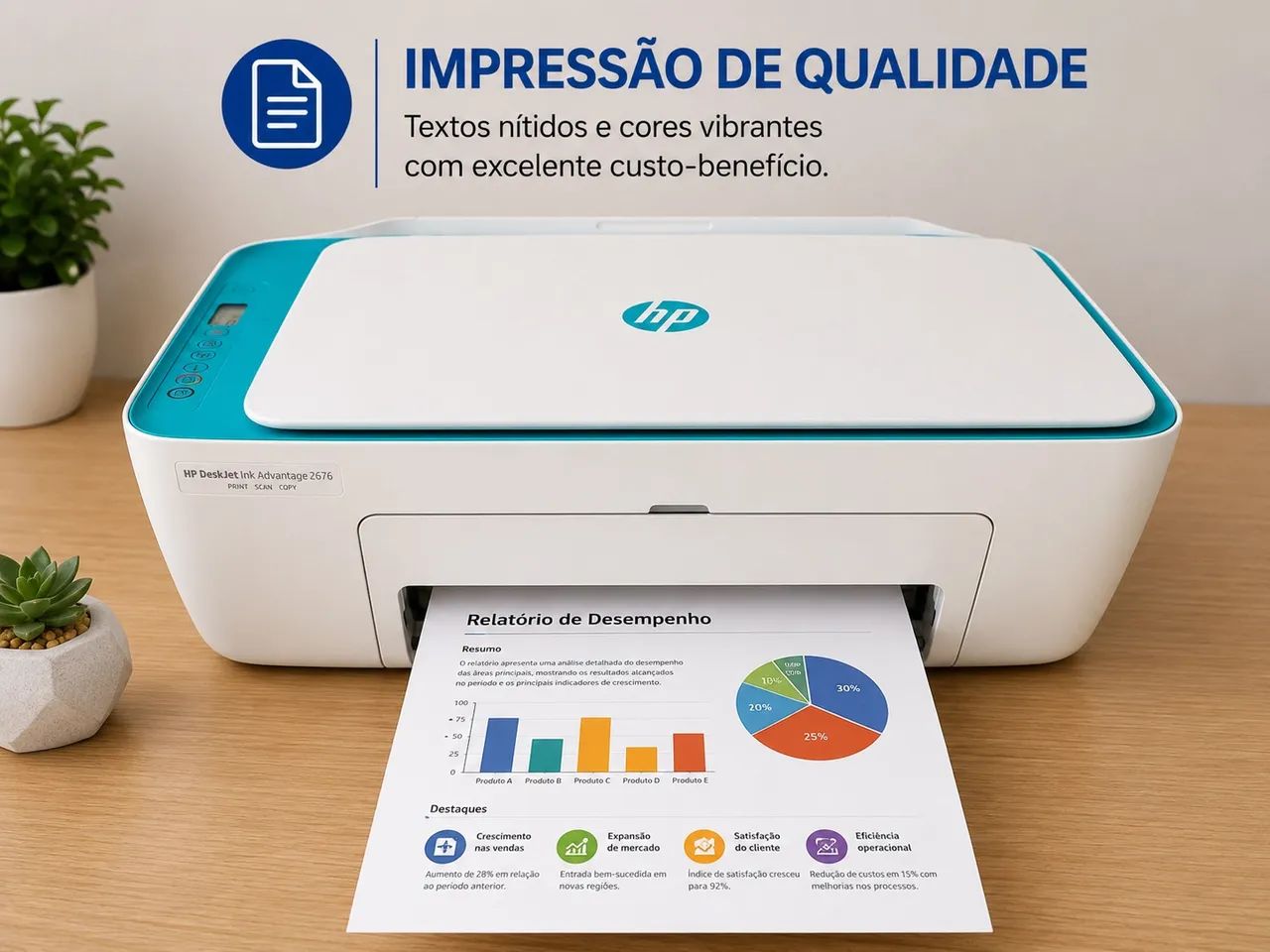 Impressora HP DeskJet Ink Advantage 2676 - Periféricos e