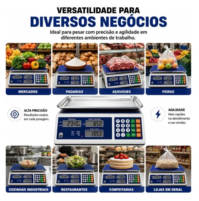 Balança Digital 40kg Comercial Eletrônica Bivolt Lcd Precisa - Foto 5