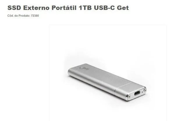 SSD Externo Portátil 1TB USB-C Get