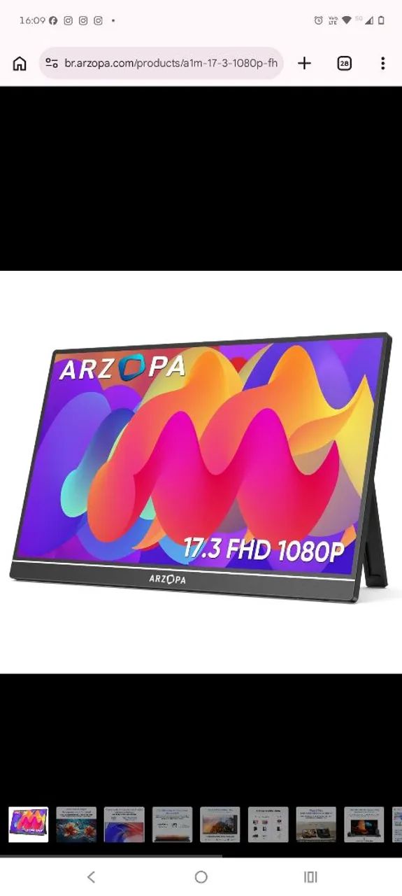 Monitor portátil 17.3 polegadas Arzopa LACRADO