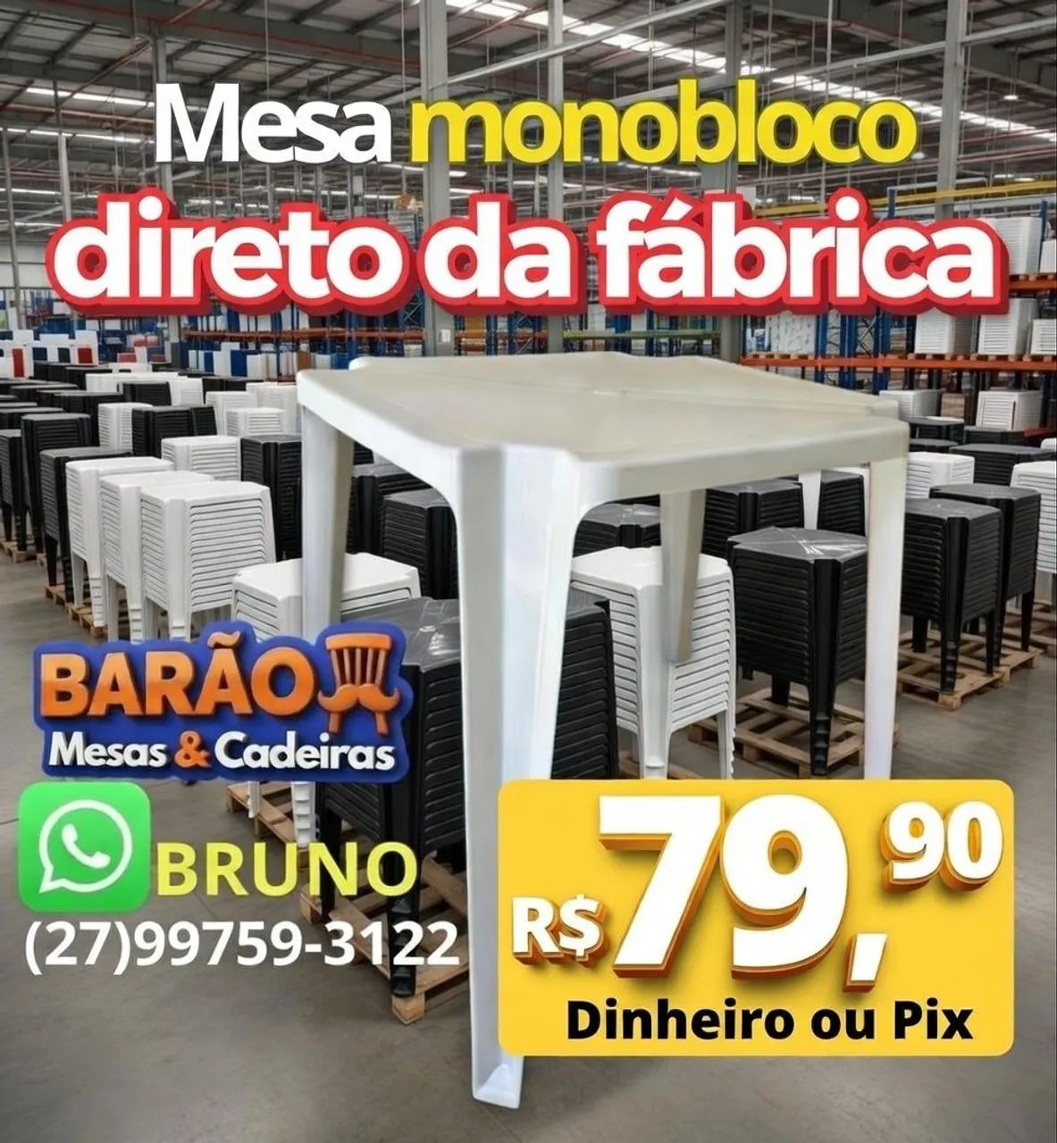 Mesa plástica Monobloco 