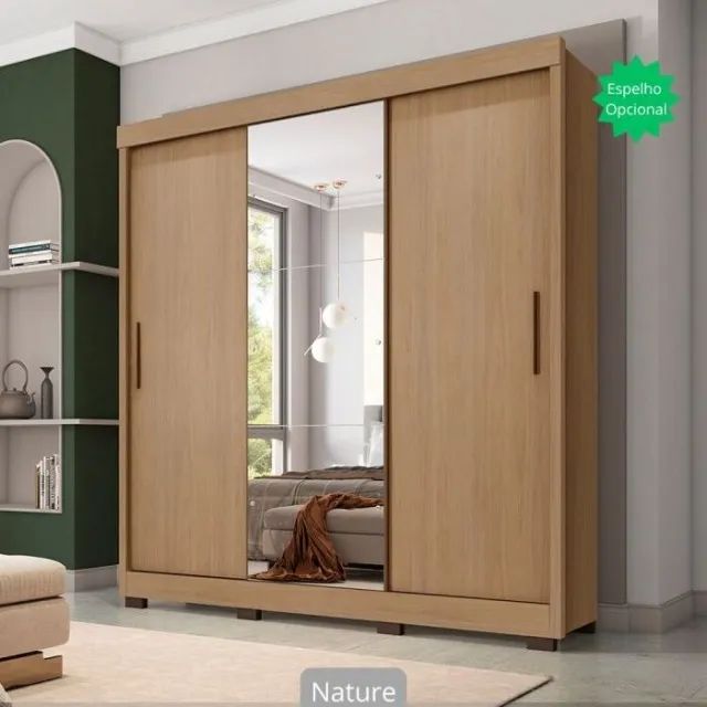 Guarda Roupa Casal 3 Portas Correr com Espelho - Foto 4