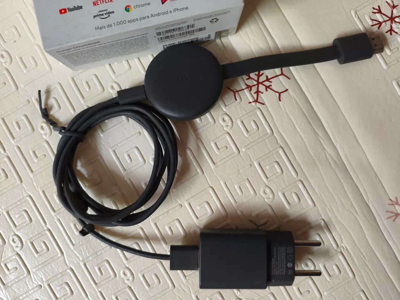 Google Chromecast 3ª Geração Original - Completo com Cabos - Foto 2
