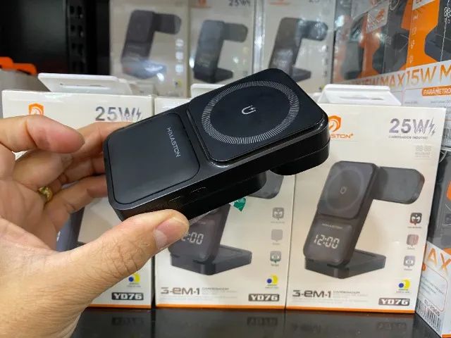 Carregador Indutivo 3 em 1 Dobrável H-Maston 25W para Celular, Relógio e Fone - Foto 5