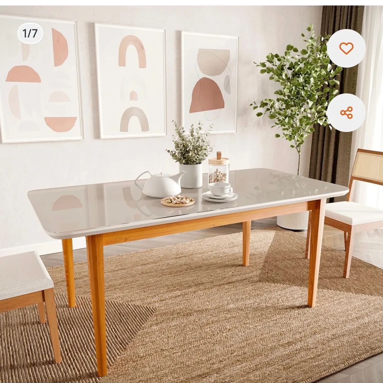Tampo de mesa de jantar em MDF e VIdro