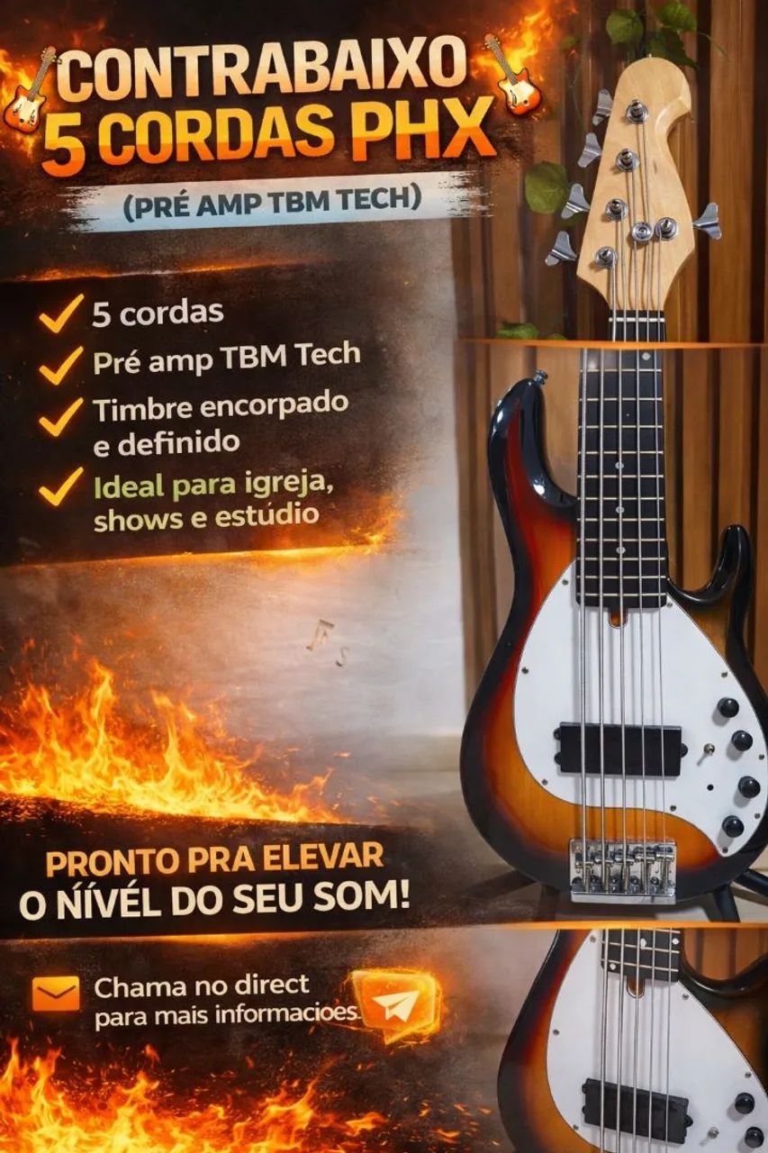 Contrabaixo PHX com Pré Amp TB TECH 