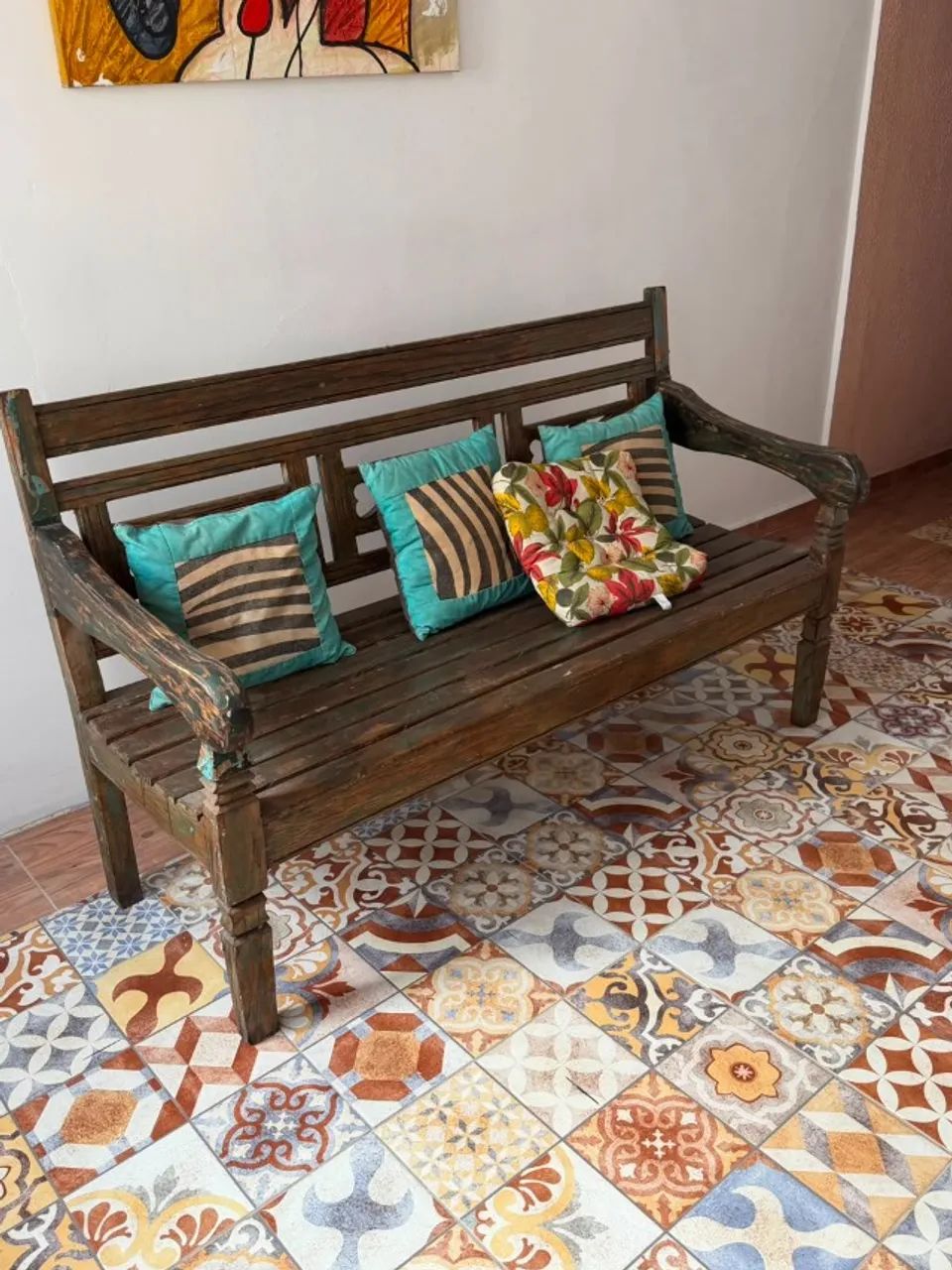 Conjunto Completo Cadeiras e Banco em Madeira