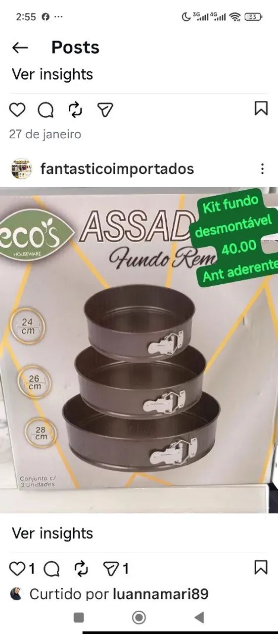 Kit 3 formas removível ant aderente 