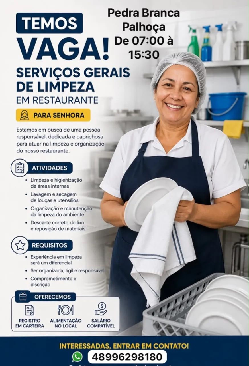 Auxiliar de serviços gerais com experiência 