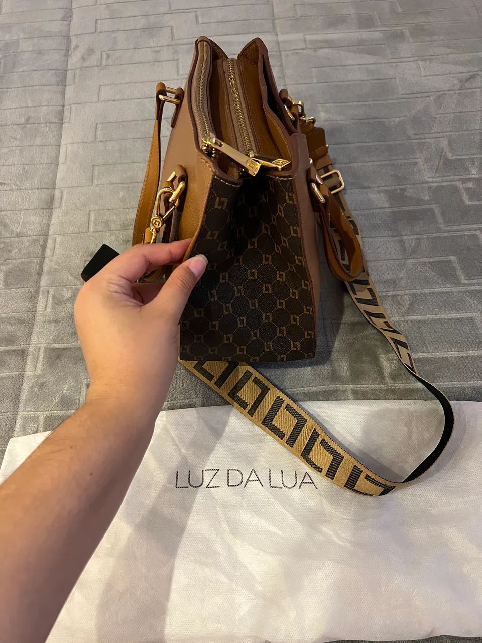 Bolsa Luz da Lua Original - Couro Legítimo Caramelo Com Dust Bag - Bolsa Tote - Foto 3