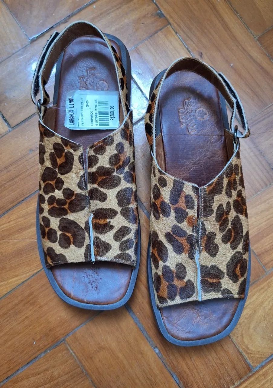 Sandália flatform de couro legítimo Laranja Lima - Foto 4