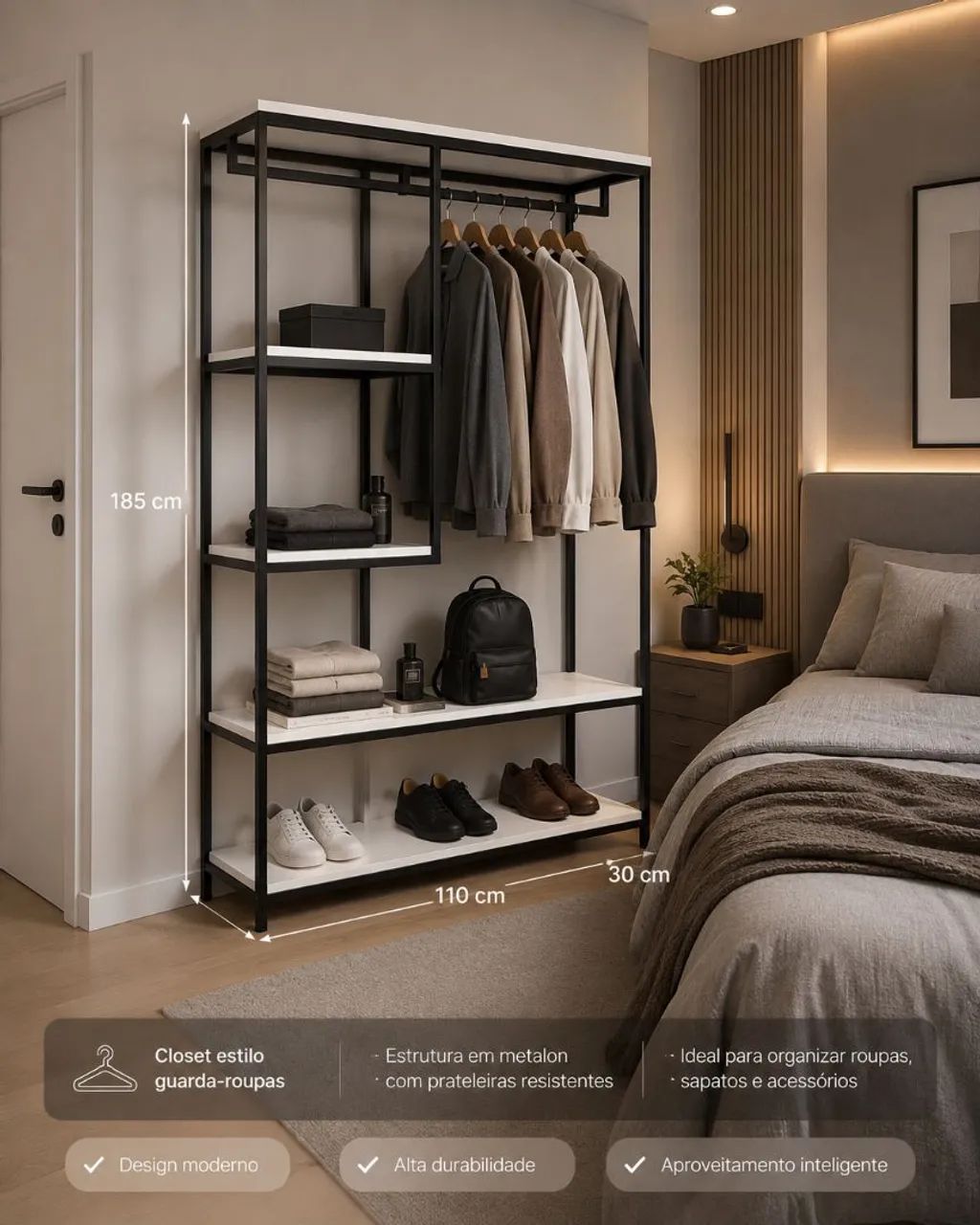 Closet estilo guarda roupas, Metalon e MDF  - Foto 2