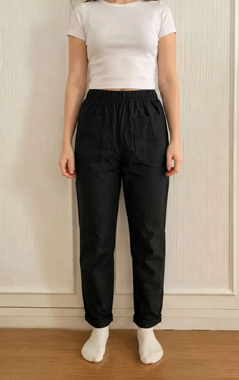 Calça preta de viscose 