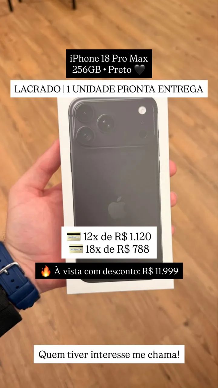 iPhone 18 pro max 256gb preto lacrado