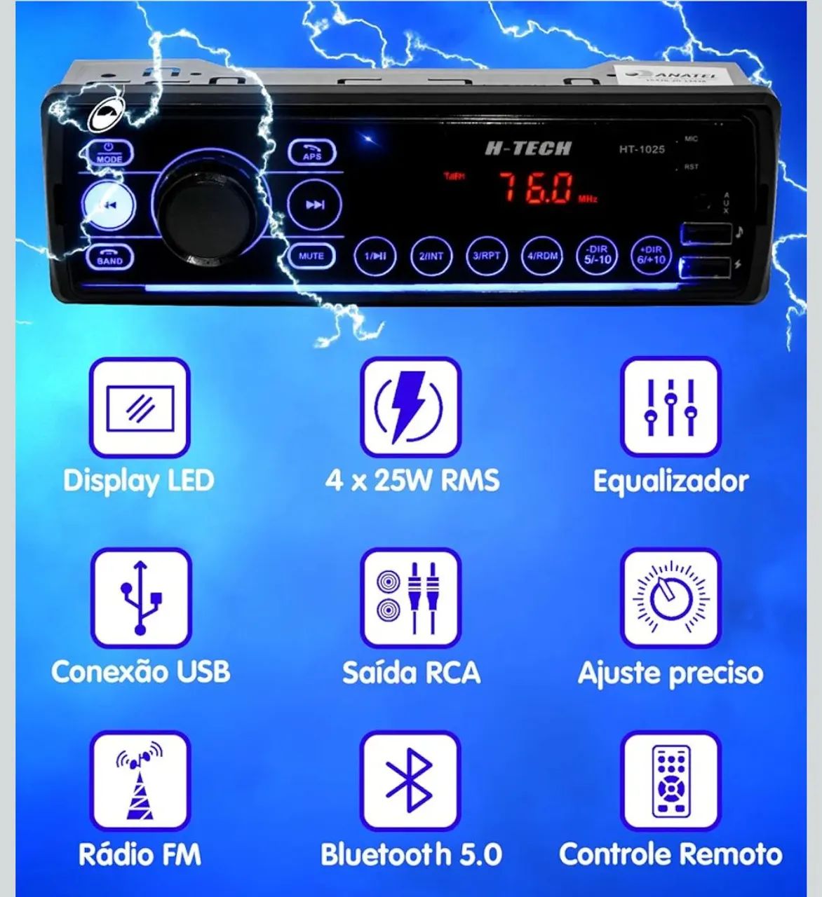 Som automotivo Bluetooth Dual USB auxiliar Atendimento Celular  - Foto 3