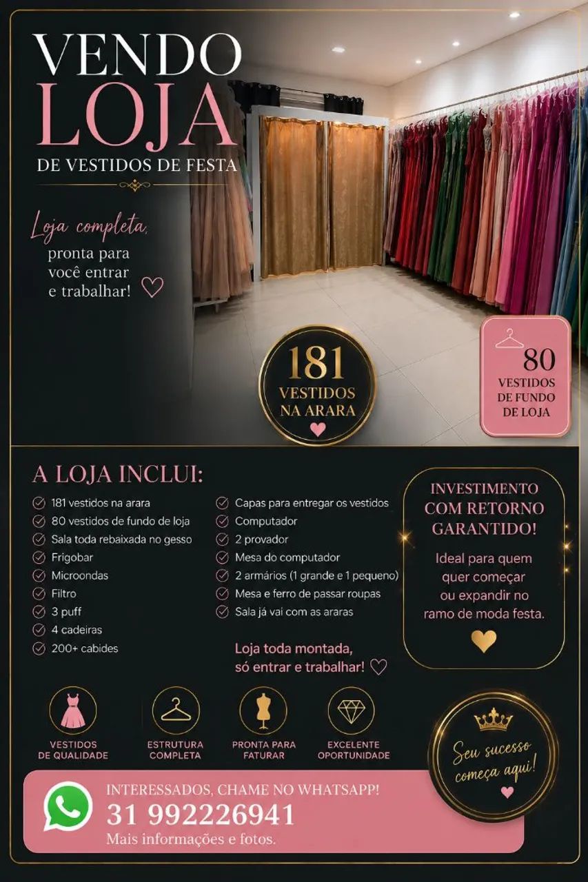 Vendo loja de vestidos de festa 