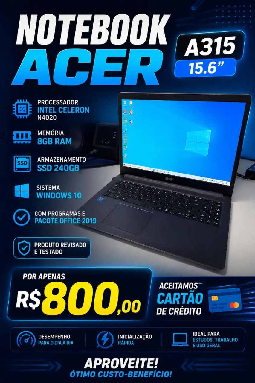 Notebook Acer com SSD