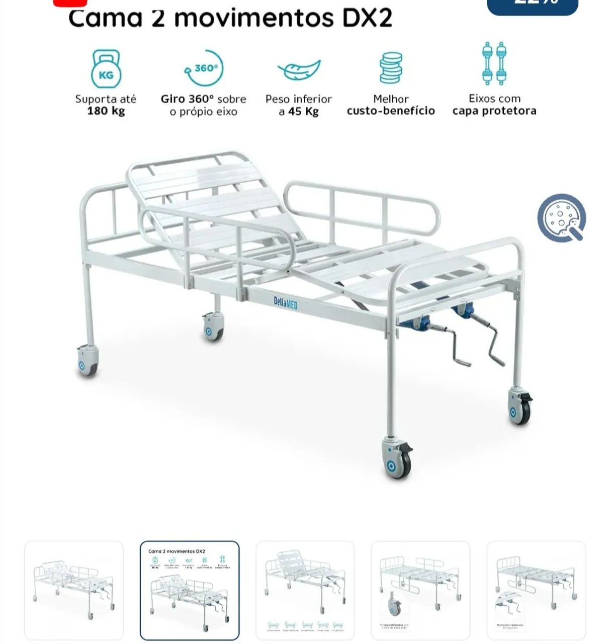 Cama hospitalar Dellamed até 180Kg - Foto 2