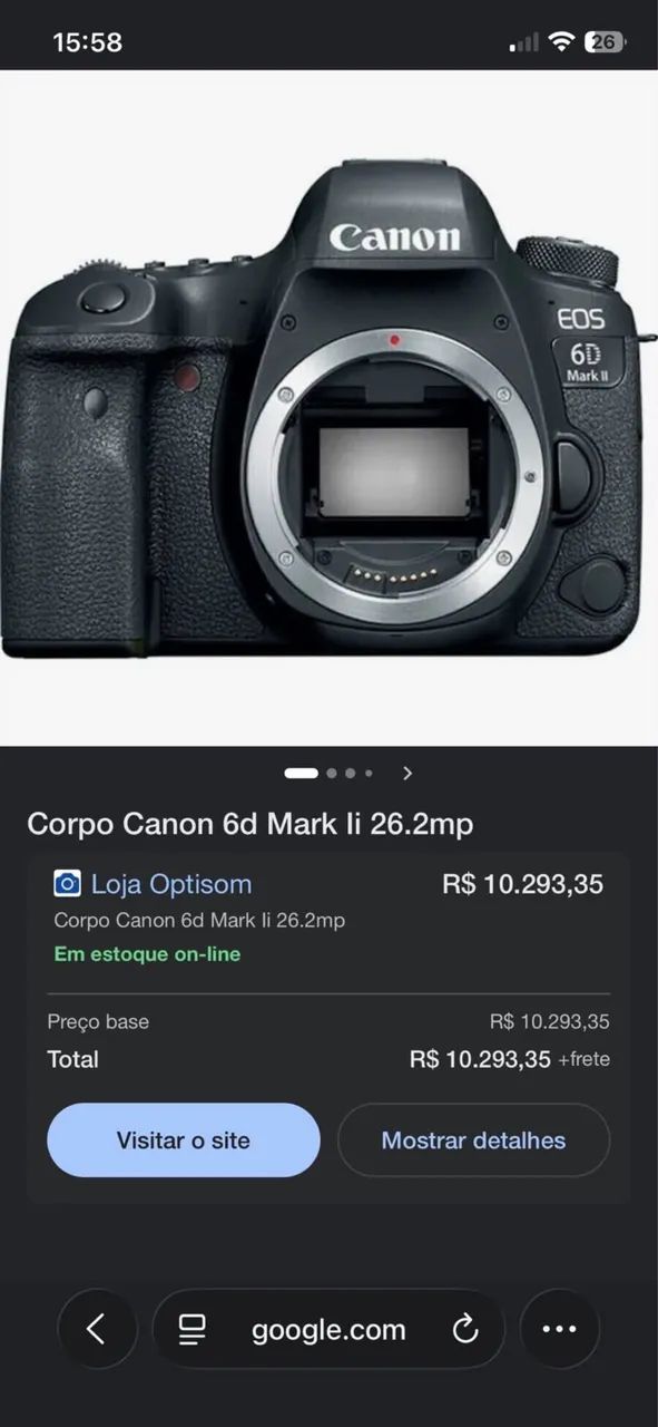VENDO Câmera Canon EOS 6D Mark  - Foto 3