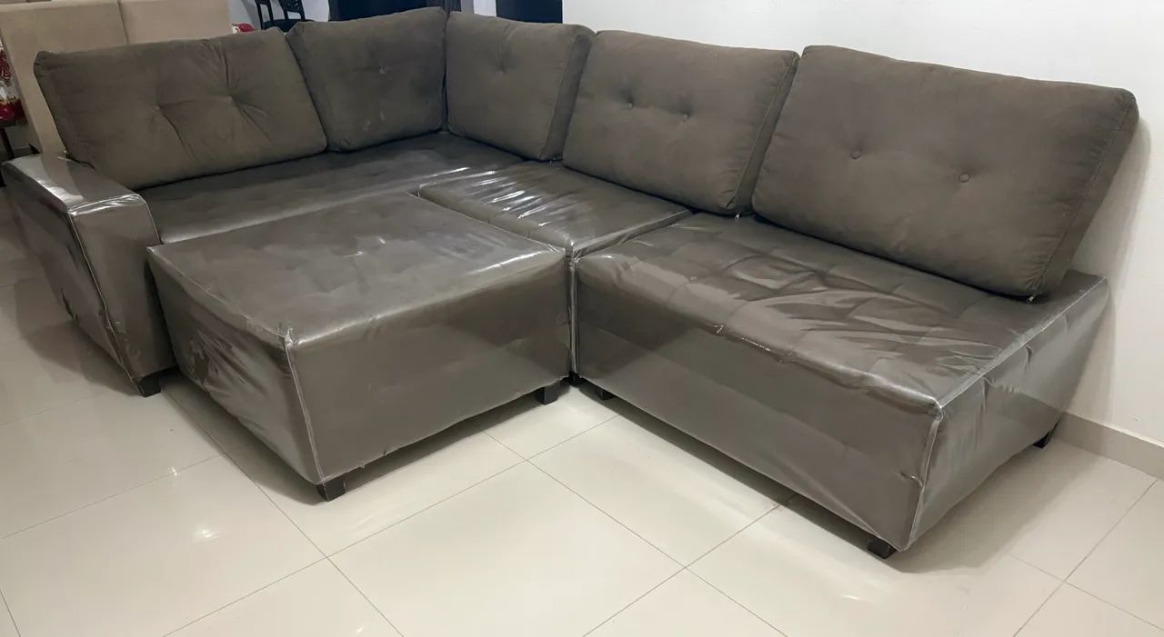 SOFA DE  CANTO  COM PUFF - 6 LUGARES - Foto 2