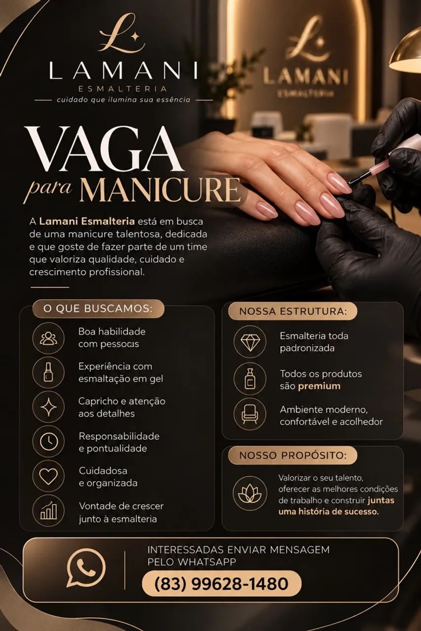 Vaga de manicure / nail designer 