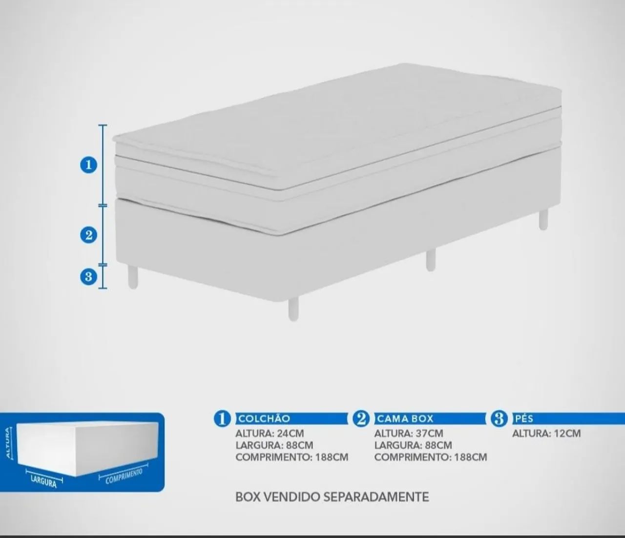 Cama box solteiro Probel Oregon com Euro Pillow e Molas Prolastic  - Foto 3