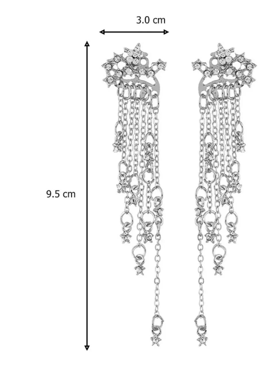 Brinco estrelas pendentes prateado  - Foto 3