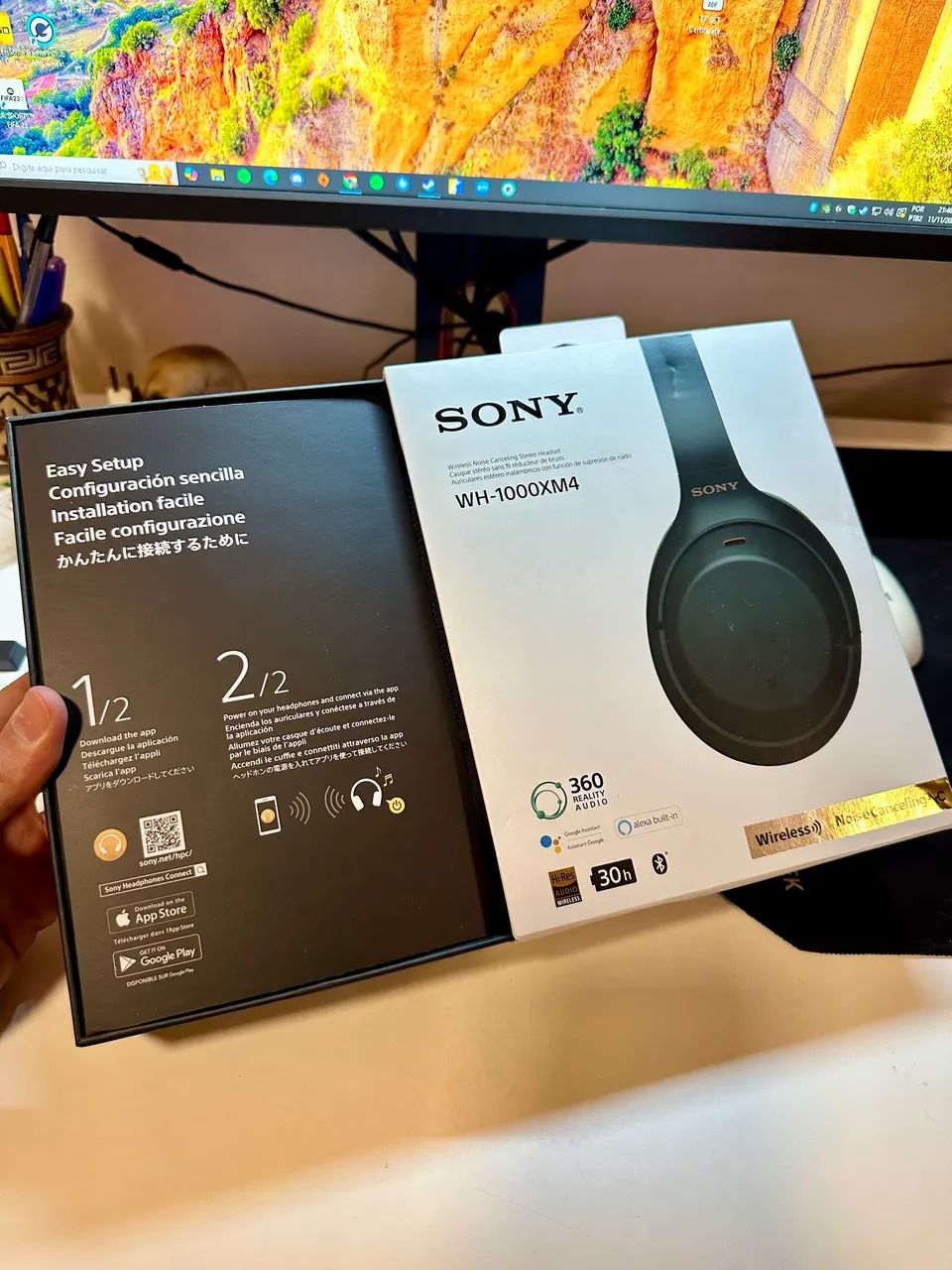 Fone de ouvido over-ear sem fio Sony 1000X Series WH-1000XM4 NOISE CANCELING muito novo  - Foto 2
