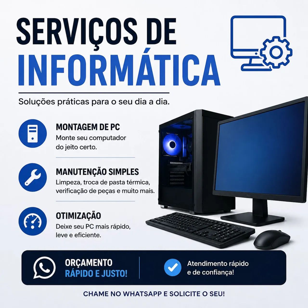 Manutenção simples, serviços de informatica basica