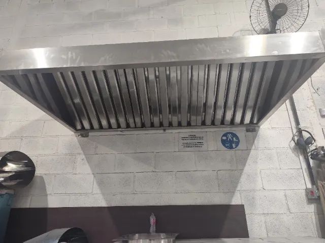 Coifa inox parede 3,00×1,40×0,50 captação pesada 