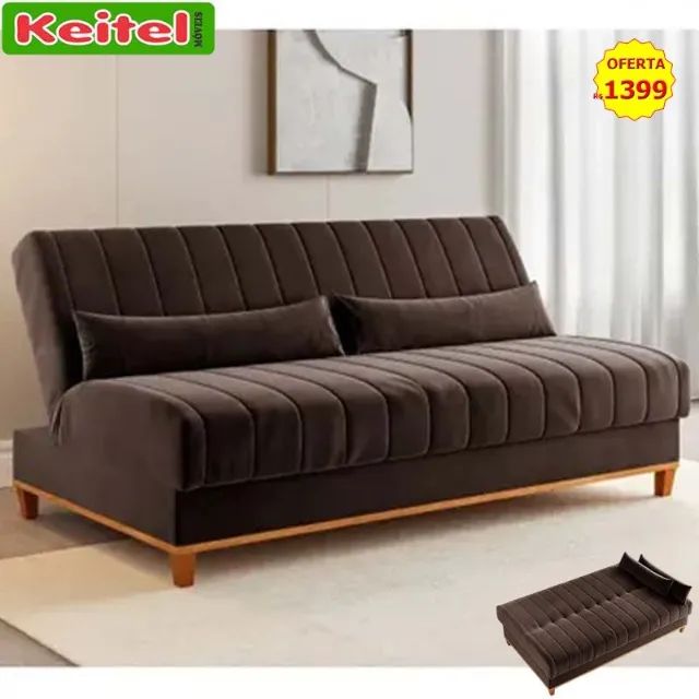 Sofá Cama Duna Tecido Cor Marrom 