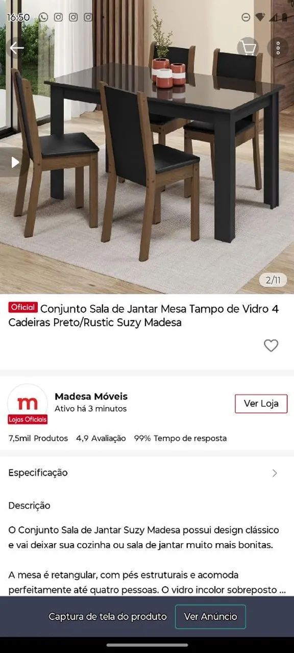 Mesa de Jantar 4 Lugares - Foto 3