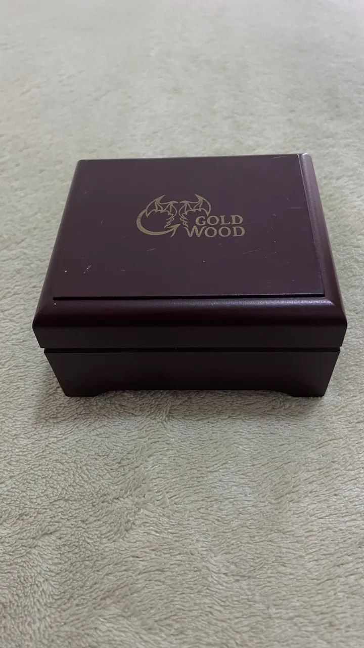kit executivo gold wood abotoaduras e prendedor - Foto 3
