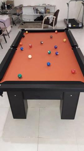 Mesa de Bilhar Tecido Laranja Borda Preta Cor Preta Tx Mod. 6714 - Foto 4