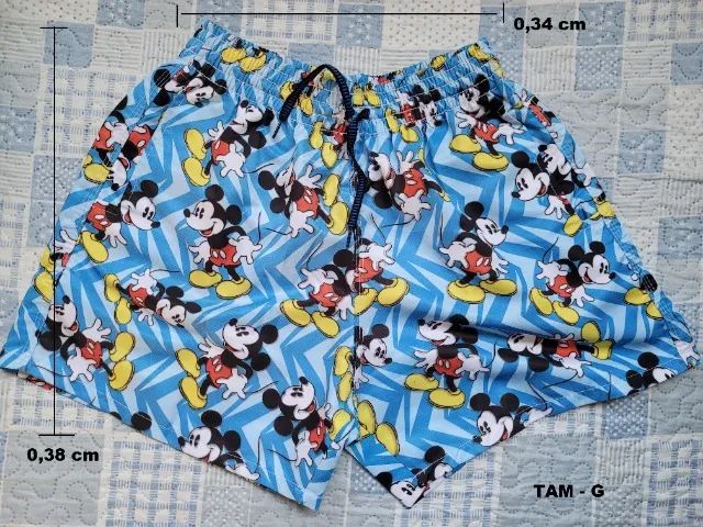 Short Tactel "tipo Praia" estampada com a figura do Mickey - Tam G - Foto 2