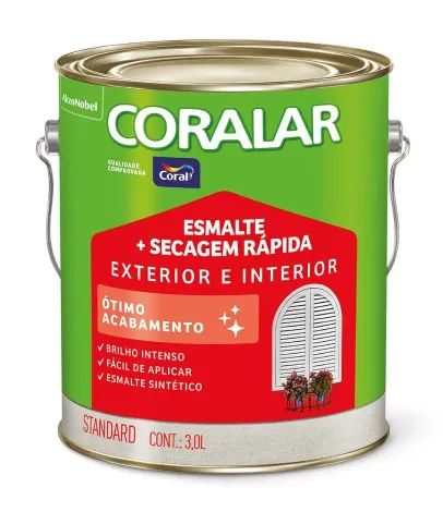 Tinta CORAL Esmalte Sintético Brilhante Coralar 3L Branco Gelo. Frete grátis*