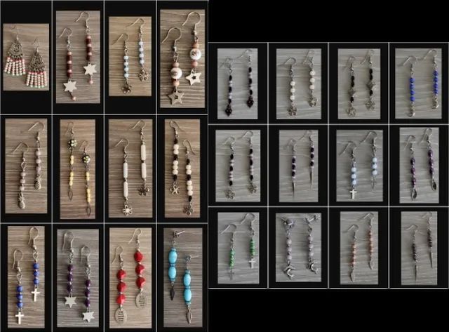 Lote com 137 brincos artesanais de Miçangas e Strass - Foto 4